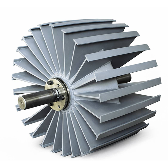 Metallic fan blade on a white background