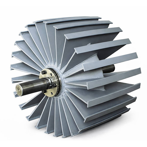 Metallic fan blade on a white background