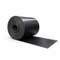 Roll of black rubber sheeting on a white background