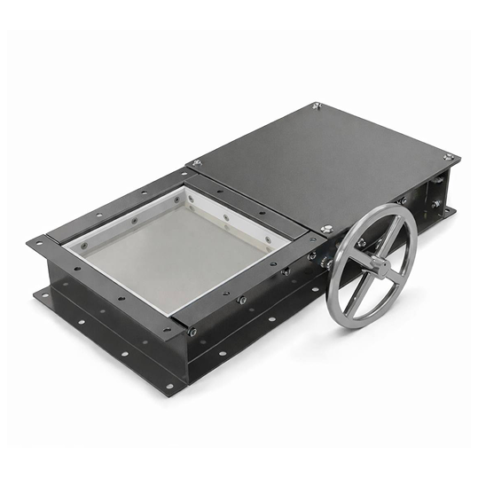 Black metal machine component with a wheel on a white background