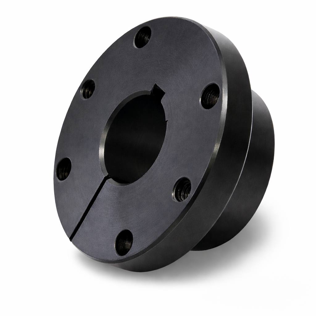 Black metal flange on a white background