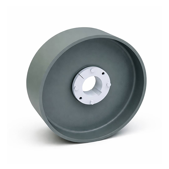 Gray pulley wheel on a white background