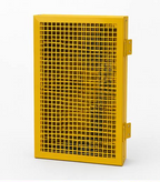 Yellow metal grille on a white background