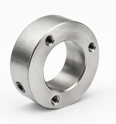 Finished Bore Hub component with threaded holes on a white background