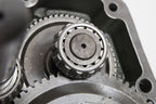 Close-up of mechanical gears and metal components