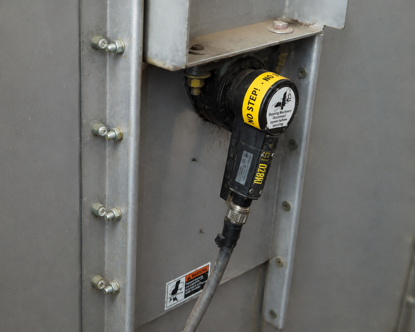 4B Whirligig sensor mount installed on bucket elevator