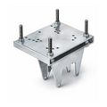 Metal mounting bracket with threaded bolts on a white background