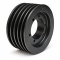 Black pulley wheel on a white background
