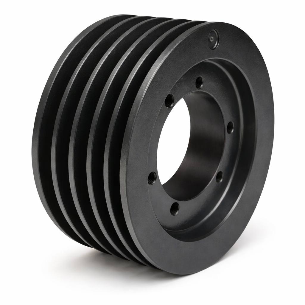 Black pulley wheel on a white background