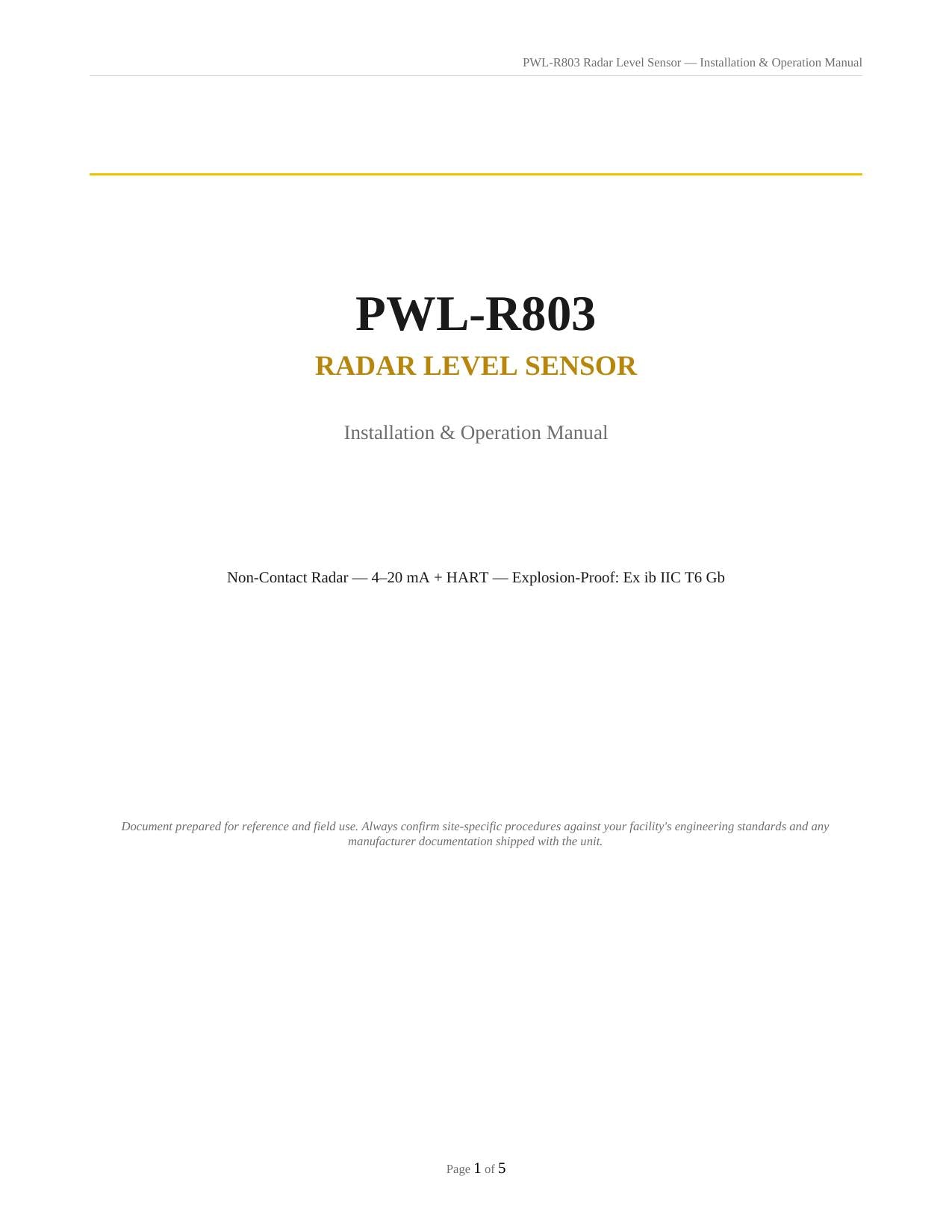 radar level sensor pic of instruction on white back ground cover