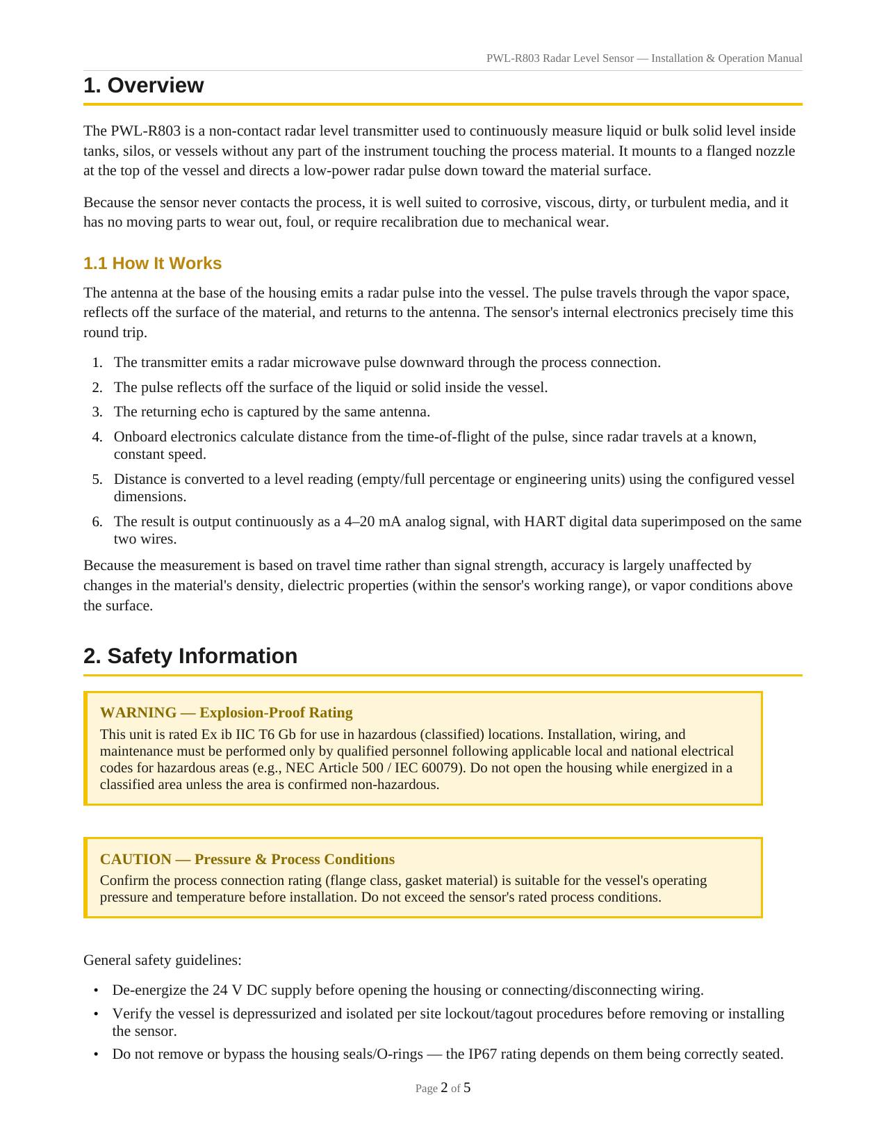 radar level sensor pic of instruction on white back ground page 2 of 5
