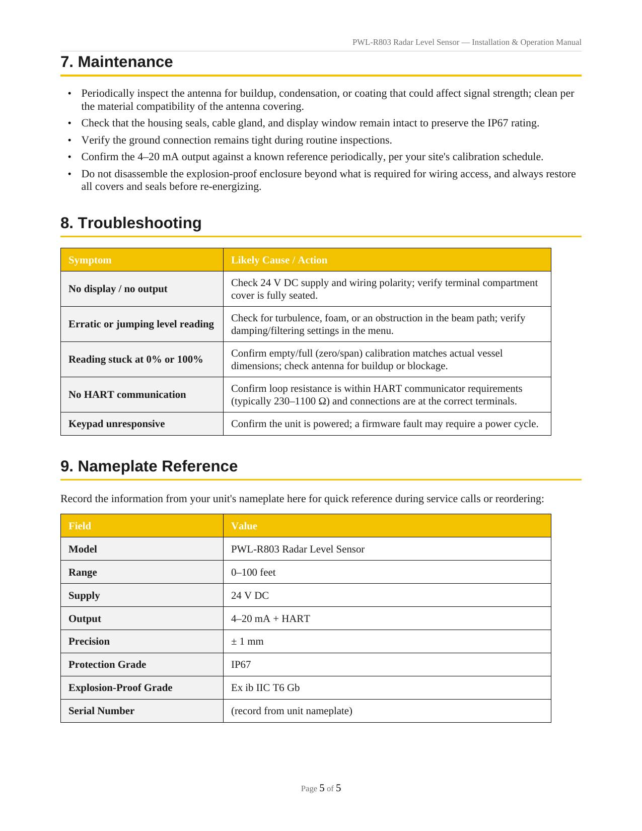 radar level sensor pic of instruction on white back ground page 5 of 5